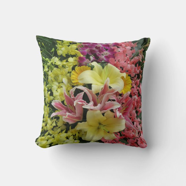 weiß + pink, grün + lila, Blume + Blüte Kissen (Vorderseite)