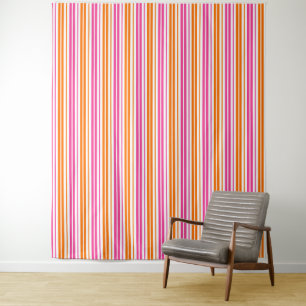 Weiß Pink Orange Vertikale Streifen Design Wandteppich