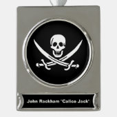 Weiß, Piratenflagge Calico Jack, Skull & Cutlass Banner-Ornament Silber (Vorderseite)