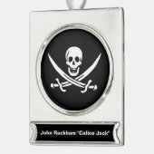 Weiß, Piratenflagge Calico Jack, Skull & Cutlass Banner-Ornament Silber (Links)