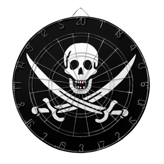 Weiß, Piratenflagge Calico Jack, Skull & Cutlass Dartscheibe (vorne)