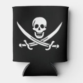 Weiß, Piratenflagge Calico Jack, Skull & Cutlass Dosenkühler (Vorderseite)