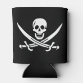 Weiß, Piratenflagge Calico Jack, Skull & Cutlass Dosenkühler (Rückseite)