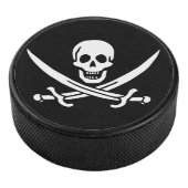 Weiß, Piratenflagge Calico Jack, Skull & Cutlass Eishockey Puck (3/4)