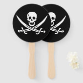 Weiß, Piratenflagge Calico Jack, Skull & Cutlass Fächer (Vorne und Hinten)