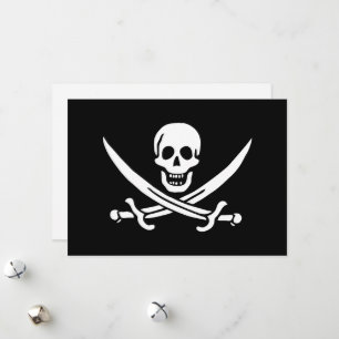 Weiß, Piratenflagge Calico Jack, Skull & Cutlass Feiertagskarte