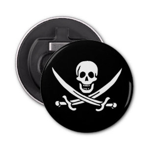 Weiß, Piratenflagge Calico Jack, Skull & Cutlass Flaschenöffner