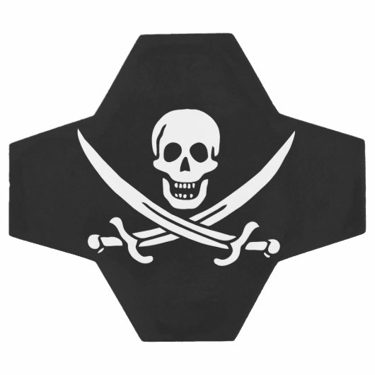Weiß, Piratenflagge Calico Jack, Skull & Cutlass Fußball (Flach)