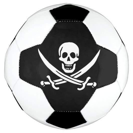Weiß, Piratenflagge Calico Jack, Skull & Cutlass Fußball (Vorderseite)