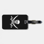 Weiß, Piratenflagge Calico Jack, Skull & Cutlass Gepäckanhänger (Rückseite horizontal)