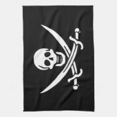 Weiß, Piratenflagge Calico Jack, Skull & Cutlass Geschirrtuch (Vertikal)