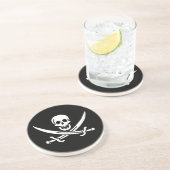 Weiß, Piratenflagge Calico Jack, Skull & Cutlass Getränkeuntersetzer (Seite)