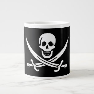 Weiß, Piratenflagge Calico Jack, Skull & Cutlass Jumbo-Tasse