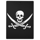 Weiß, Piratenflagge Calico Jack, Skull & Cutlass Klemmbrett (Rückseite)