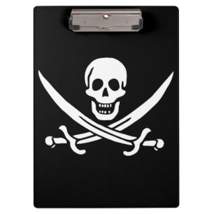 Weiß, Piratenflagge Calico Jack, Skull & Cutlass Klemmbrett