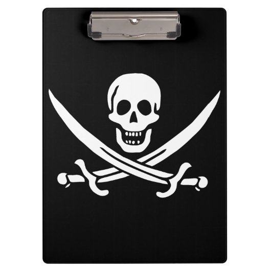 Weiß, Piratenflagge Calico Jack, Skull & Cutlass Klemmbrett (Vorderseite)