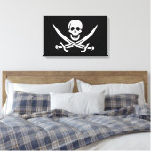 Weiß, Piratenflagge Calico Jack, Skull & Cutlass Leinwanddruck (Insitu (Schlafzimmer))