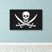 Weiß, Piratenflagge Calico Jack, Skull & Cutlass Leinwanddruck (Insitu (Holzboden))