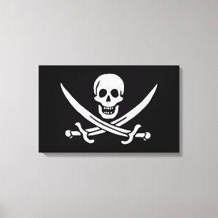 Weiß, Piratenflagge Calico Jack, Skull & Cutlass Leinwanddruck