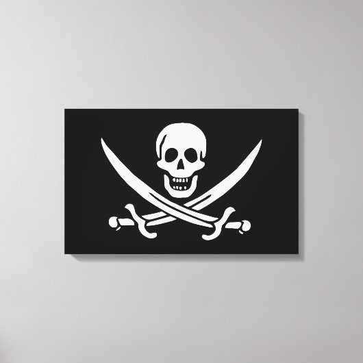 Weiß, Piratenflagge Calico Jack, Skull & Cutlass Leinwanddruck (Vorderseite)