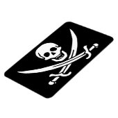 Weiß, Piratenflagge Calico Jack, Skull & Cutlass Magnet (Linke Seite)