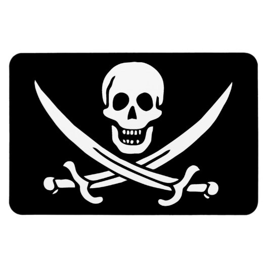Weiß, Piratenflagge Calico Jack, Skull & Cutlass Magnet (Horizontal)