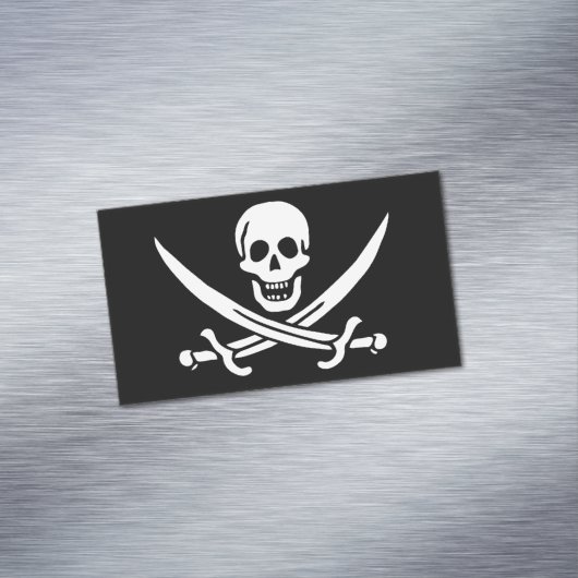 Weiß, Piratenflagge Calico Jack, Skull & Cutlass Magnetische Visitenkarte (Beispiel)