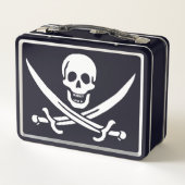 Weiß, Piratenflagge Calico Jack, Skull & Cutlass Metall Brotdose (Rückseite)