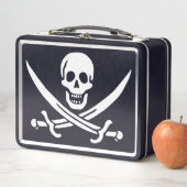 Weiß, Piratenflagge Calico Jack, Skull & Cutlass Metall Brotdose (Beispiel)