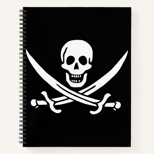 Weiß, Piratenflagge Calico Jack, Skull & Cutlass Notizblock (Vorderseite)