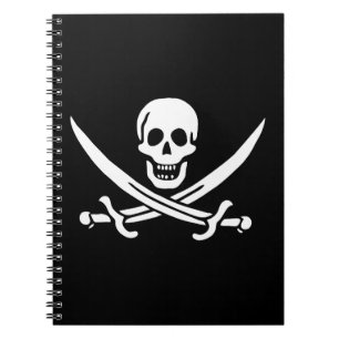 Weiß, Piratenflagge Calico Jack, Skull & Cutlass Notizblock