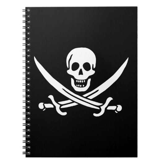 Weiß, Piratenflagge Calico Jack, Skull & Cutlass Notizblock (Vorderseite)
