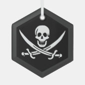 Weiß, Piratenflagge Calico Jack, Skull & Cutlass Ornament Aus Glas (Vorderseite)