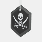 Weiß, Piratenflagge Calico Jack, Skull & Cutlass Ornament Aus Glas (Vorderseite Links)
