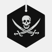 Weiß, Piratenflagge Calico Jack, Skull & Cutlass Ornament Aus Glas (Rückseite)