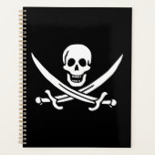 Weiß, Piratenflagge Calico Jack, Skull & Cutlass Planer (Vorderseite)