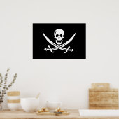 Weiß, Piratenflagge Calico Jack, Skull & Cutlass Poster (Küche)