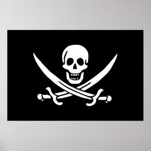 Weiß, Piratenflagge Calico Jack, Skull & Cutlass Poster