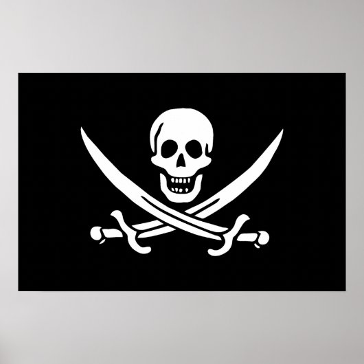 Weiß, Piratenflagge Calico Jack, Skull & Cutlass Poster (Vorne)