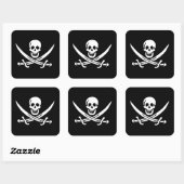 Weiß, Piratenflagge Calico Jack, Skull & Cutlass Quadratischer Aufkleber (Blatt)