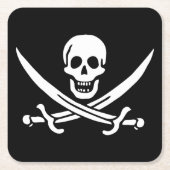 Weiß, Piratenflagge Calico Jack, Skull & Cutlass Rechteckiger Pappuntersetzer (Vorderseite)