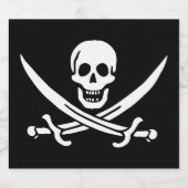 Weiß, Piratenflagge Calico Jack, Skull & Cutlass Schaumweinetikett (Einzelnes Label)