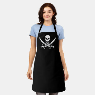 Weiß, Piratenflagge Calico Jack, Skull & Cutlass Schürze
