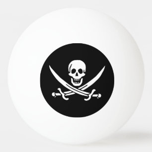 Weiß, Piratenflagge Calico Jack, Skull & Cutlass Tischtennisball
