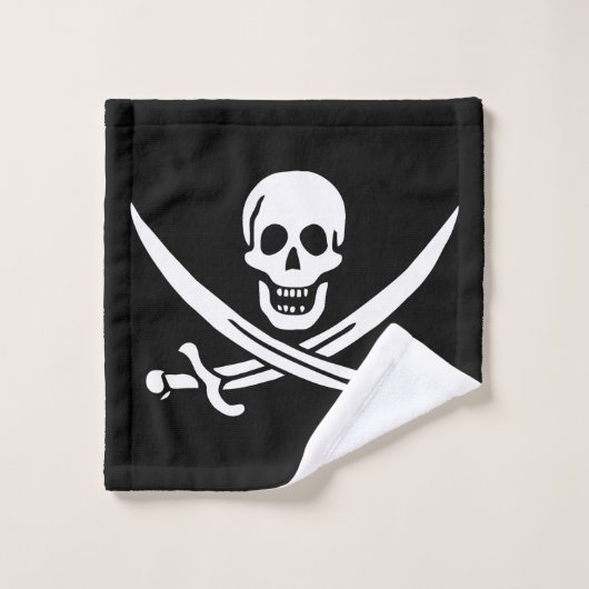 Weiß, Piratenflagge Calico Jack, Skull & Cutlass Waschlappen (Waschlappen)