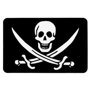 Weiß, Piratenflagge Calico Jack, Totenkopf & Enter Magnet