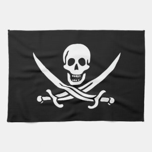 Weiß, Piratenflagge Calico Jack, Totenkopf und Ent Geschirrtuch