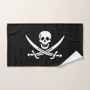 Weiß, Piratenflagge Calico Jack, Totenkopf und Ent Handtuch