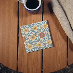 Weiß-Portugiesisches Blumenmuster Steinuntersetzer