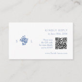 Weiß | QR-Code für Floral Monogramm Hochzeitsszena Begleitkarte (Vorderseite)
